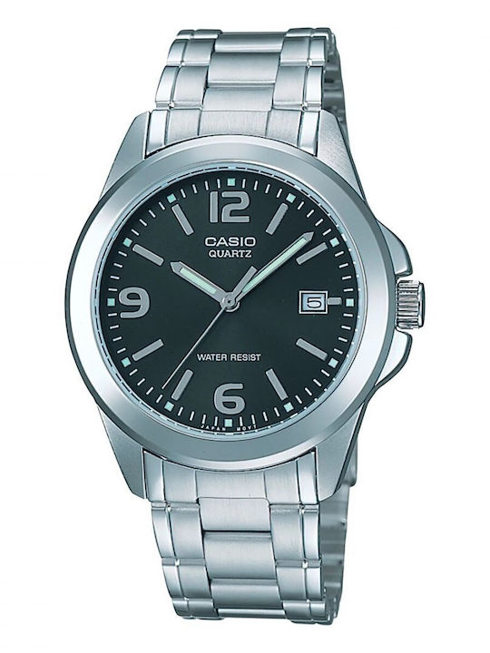 Casio Ανδρικό Ρολόι 40mm Μπαταρίας με Ασημί Μεταλλικό Μπρασελέ