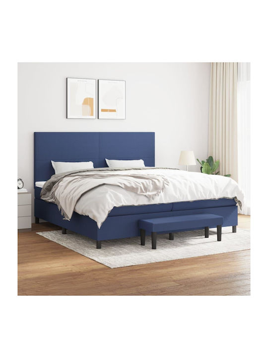 Κρεβάτι King Size Επενδυμένο με Ύφασμα Μπλε με ...