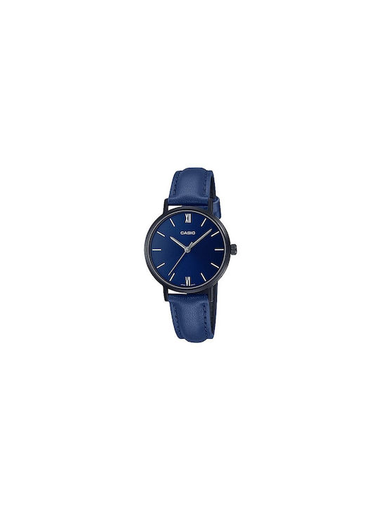 Casio Standard Uhr mit Blau Lederarmband