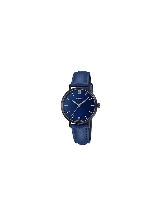 Casio Standard Watch with Blue Leather Strap