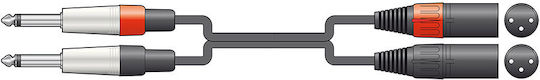 Citronic 26J-2XM600 XLR male to 6.3mm male 6m Cable (190.036UK)