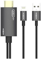 Moxom MX-AX28 HDMI male - Lightning male / USB-A male 2m Μαύρο Moxom MX-AX28 HDMI male - Lightning male / USB-A male 2m Μαύρο