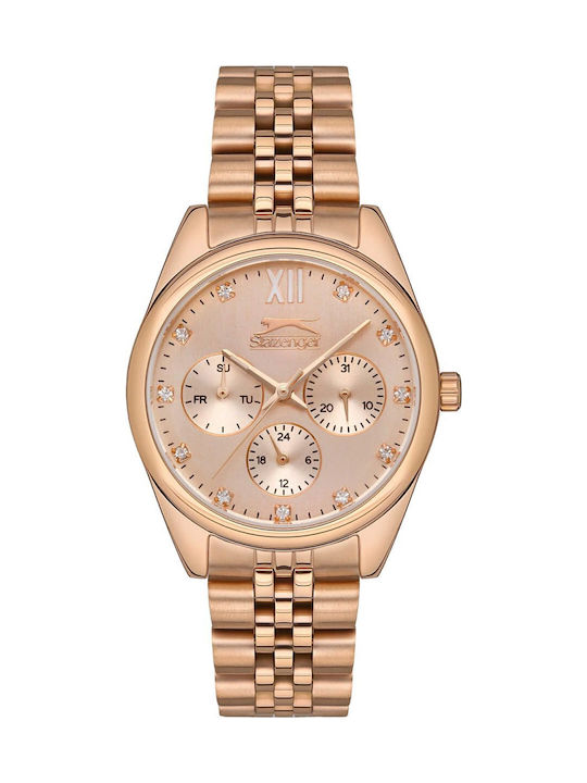 Slazenger Watch Chronograph with Pink Gold Meta...