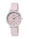 Q&Q Women's Watch with Purple Leather Strap