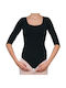 Dance & Football Women's Ballet Leotard with 3/4 Sleeve Black Bodysuit Black for Ballet