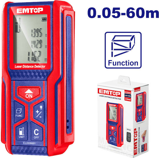 Emtop Μέτρο Laser ELDD0601 με Εύρος Μέτρησης 0.05m-60m