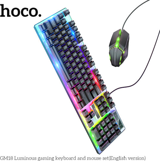 Hoco GM18 Luminous Σετ Gaming Πληκτρολόγιο με RGB φωτισμό & Ποντίκι (Αγγλικό US)