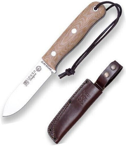 Joker Trampero Micarta Нож За Survival Бежов В Кожен Калъф