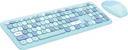 Forever Candy Fără fir Set tastatură și mouse UK Albastru