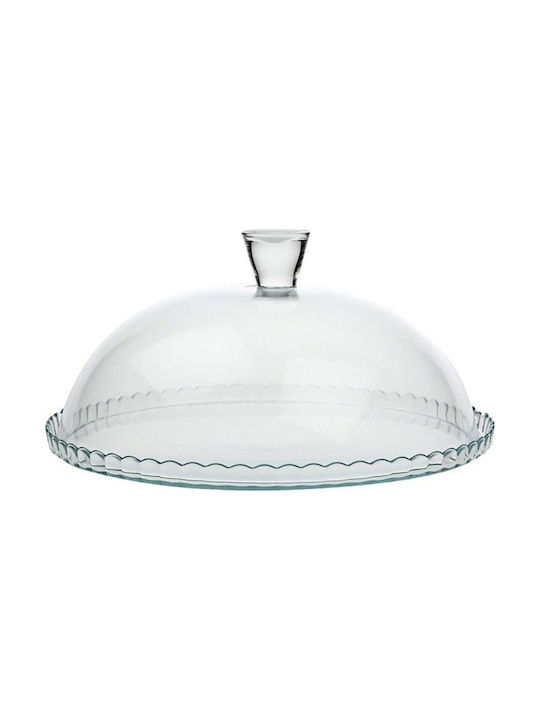 Pasabahce Transparent Glass Cake Stand with Lid 32x32x12.5cm