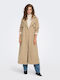 Only Women's Long Gabardine with Buttons Beige
