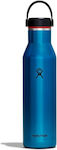 Hydro Flask Wide Mouth Bottle Thermos Stainless Steel BPA Free Blue 600ml with Mouthpiece and Loop