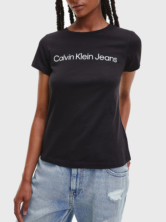 Calvin Klein Core Instit Logo Damen T-Shirt Schwarz