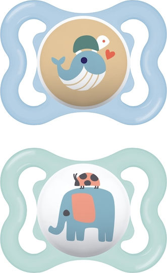 Mam Air Forest Orthodontic Pacifiers Silicone Whale - Elephant - Blue - Light Blue for 2-6 months 2pcs