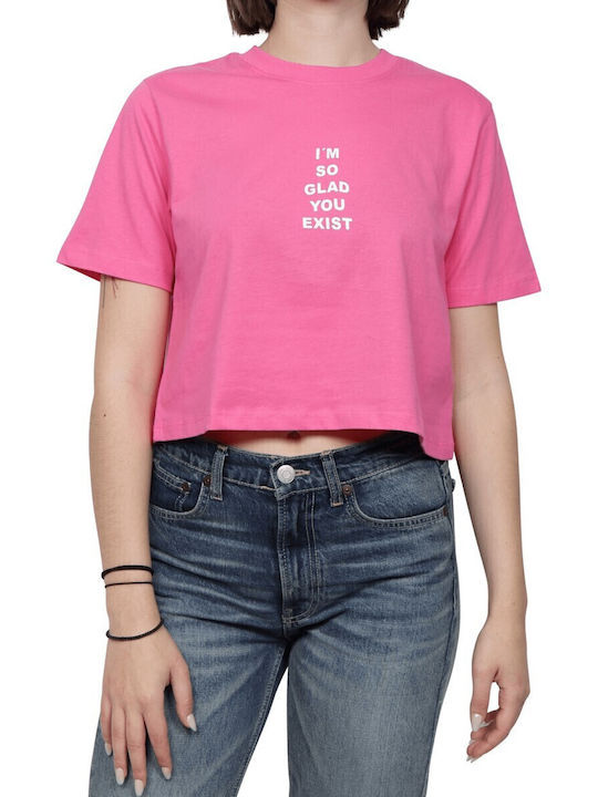 Women's Athletic Crop Top Short Sleeve Carmine Rose