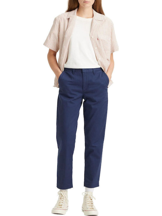 Levi's Essential Γυναικείο Chino Παντελόνι Carrot Fit Navy Μπλε