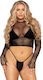 Leg Avenue Мрежести ръкавици с кроп топ Черен 3300-0559