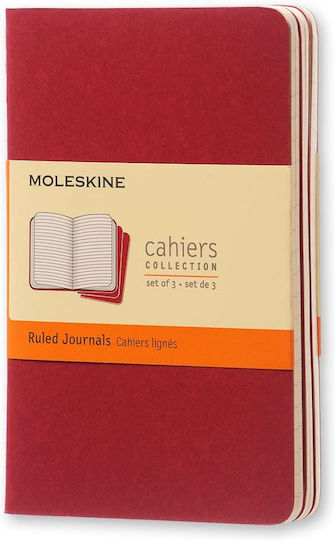 Moleskine Cahier Комплект 3 Бележника 60 Листа На Райета Червени