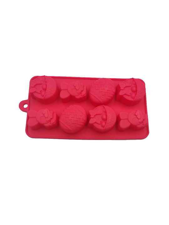 Sugar Love No Coating Silicone Chocolates 8 Cups Baking Pan Red 21x10.5x2.5cm