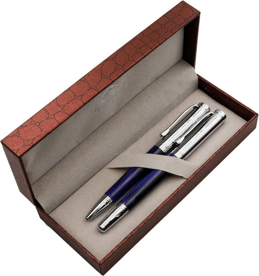 Stiftset mit Füller Silber in einem Etui
