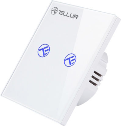 Tellur Стенен Сензорен Стенен Прекъсвач Wi-Fi Двойна с Бял Рамка