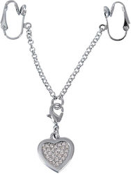 CyprusLoveShop Brustwarzenklemmen Intime Kette in Herzform Silver