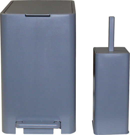 Viomes 186 Plastic Toilet Brush and Basket Set Soft Close 17lt Titanium grey