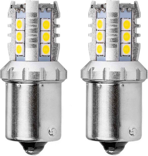 AMiO Λάμπες Αυτοκινήτου BA15S / P21W / R10W / R5W 16xSMD 3030 Canbus LED Λευκό 12-24V 2τμχ /AM