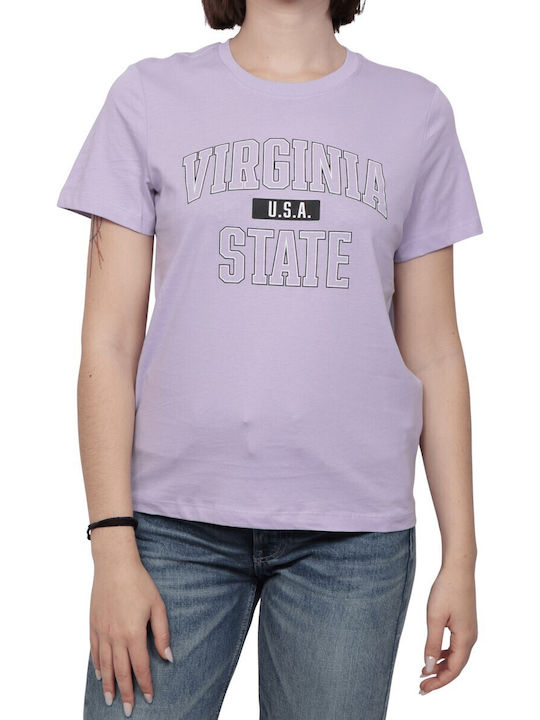 Only Women's T-shirt Purple Rose