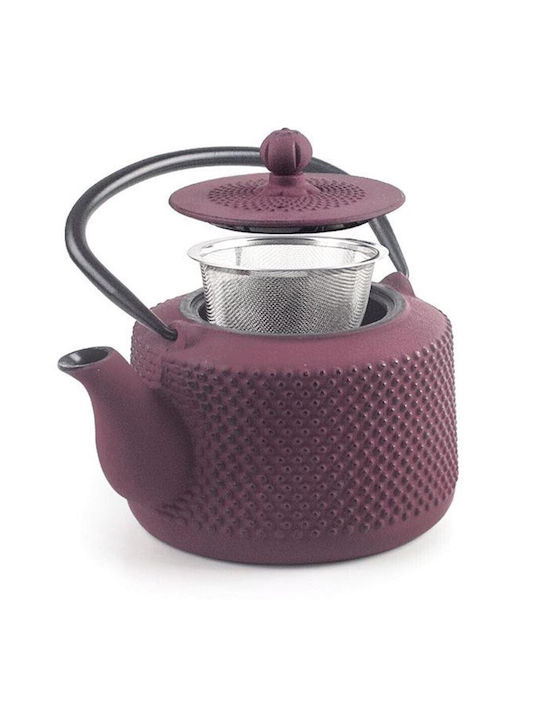 Dinox Tea Set with Filter Cast Iron in Purple Color 800ml 1pcs