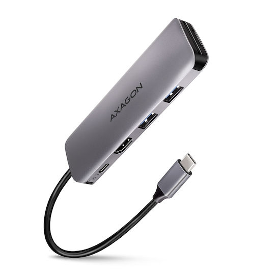 Axagon HMC-5 USB-C Docking Station mit HDMI 4K PD Silber