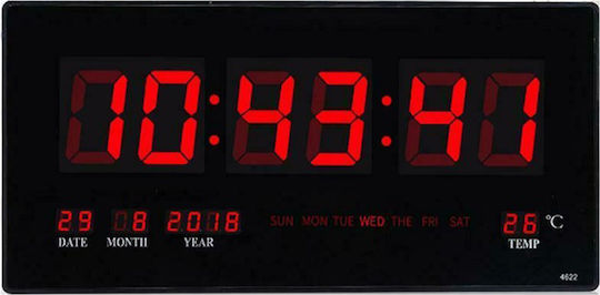 Factory Led Ρολόι Τοίχου Ψηφιακό Πλαστικό Μαύρο 46x22cm
