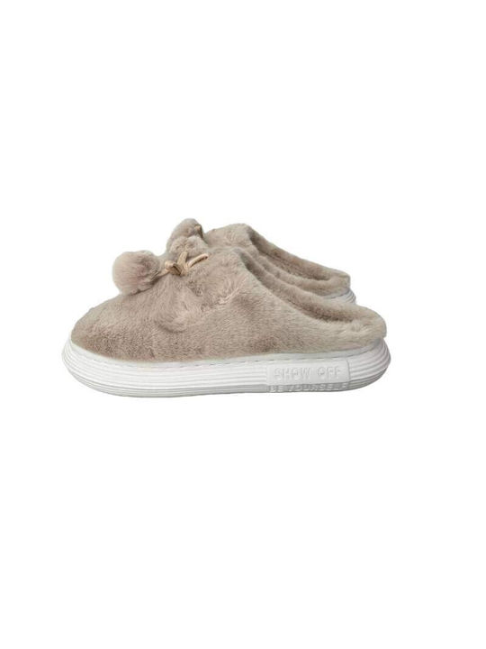 Jomix MD3481 Women's Slipper with Fur In White Colour