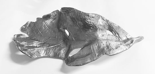 Karvounis Metallic Decorative Platter Leaf Silver 50x23cm