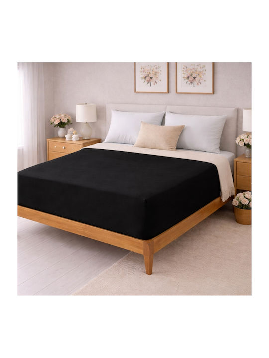 My Home Luxury Sheet Semi Double with Elastic 120x200+30cm. Black
