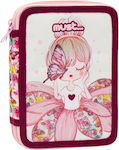 Must Butterfly Girl Pencil Case Full with 2 Compartments Multicolored