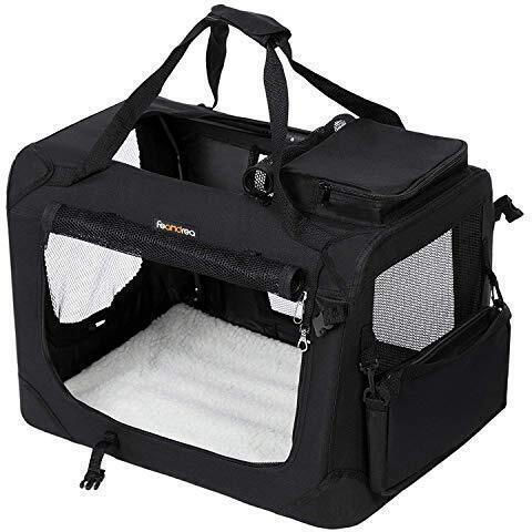 Songmics Dog Kennel Geantă de mână pentru transport câine Neagră M70xL52xA52cm.