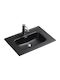 Vinci Square Inset Sink Porcelain 90x46x18cm Black Mat
