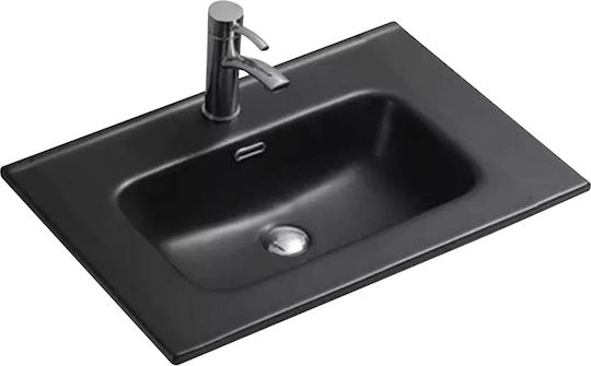 Vinci Square Încorporat Chiuvetă Porțelan 90x46x18cm Black Mat