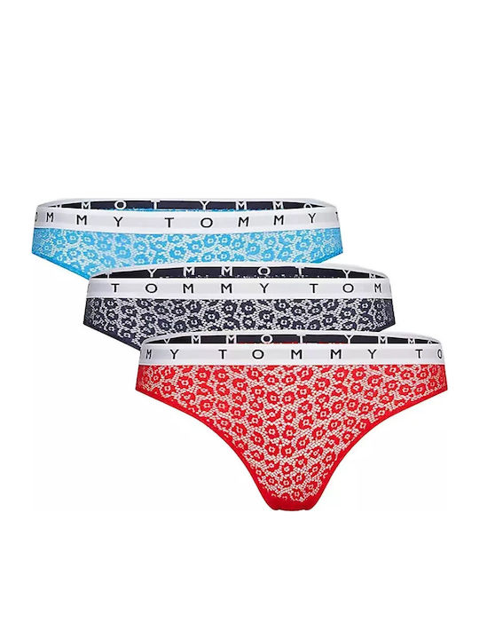 Γυναικεία Slip 3Pack με Δαντέλα Crimson/Twilight/Sky Blue