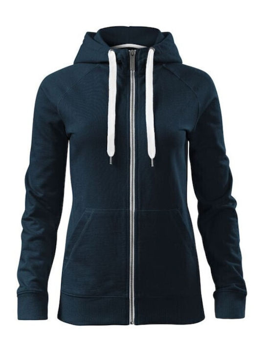 Damen Sweatshirtjacke Kapuzen Marineblau