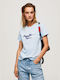 Pepe Jeans Damen Sportlich T-shirt Hellblau