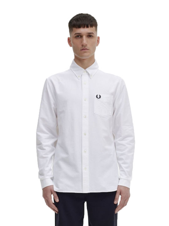 Fred Perry Cămașă cu Mânecă Lungă Regular Fit Alb