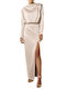 MY T Maxi Evening Dress Satin Beige