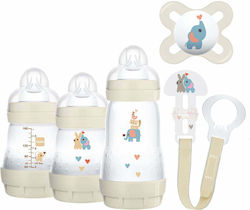 Mam Plastic Bottle Set Starter with Silicone Nipple for 0+, 0+ m, months Beige Elephant 260ml 5pcs