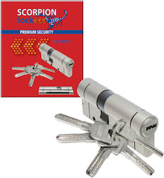 Scorpion Lock Cylinder 90mm (45-45) with 5 Keys Silver