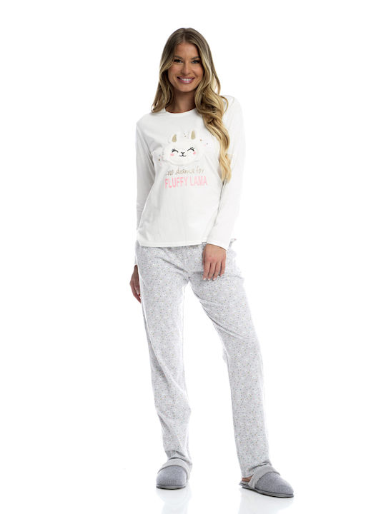 Bonatti Winter Damen Pyjama-Set Baumwolle Gray Anaya