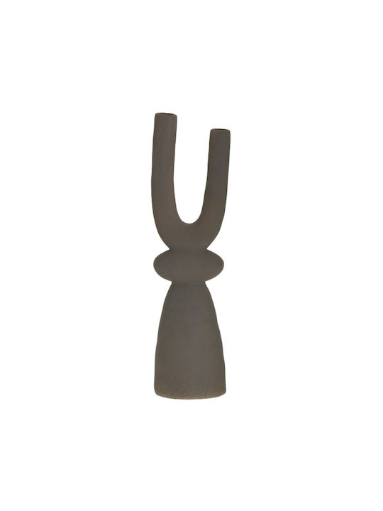 Inart Ceramic Vase Καφέ 10x8x33cm