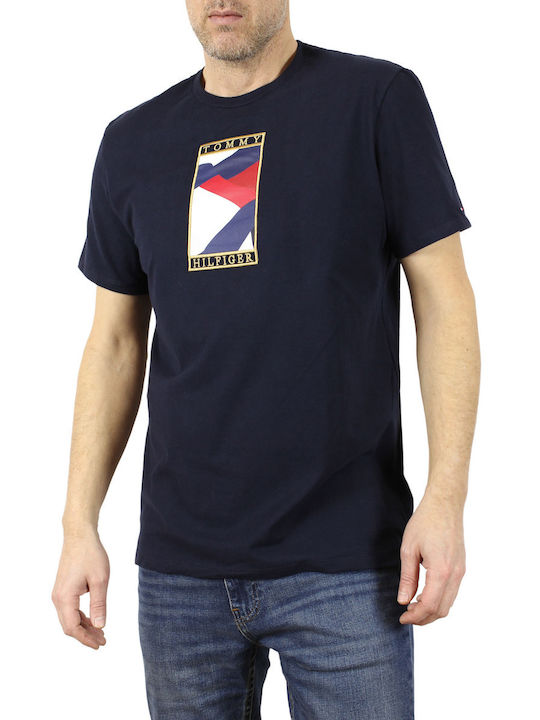 Tommy Hilfiger Ανδρικό T-shirt Navy Μπλε με Στάμπα