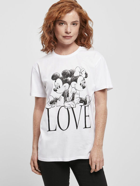 Minnie Loves Mickey Damen T-Shirt Weiß